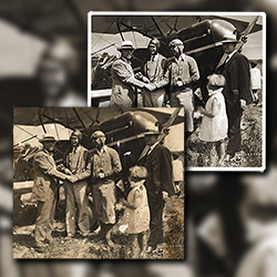 Restoration of a fire damaged photograph of the first and only US Air Mail delivery from Long Island to Fire Island.