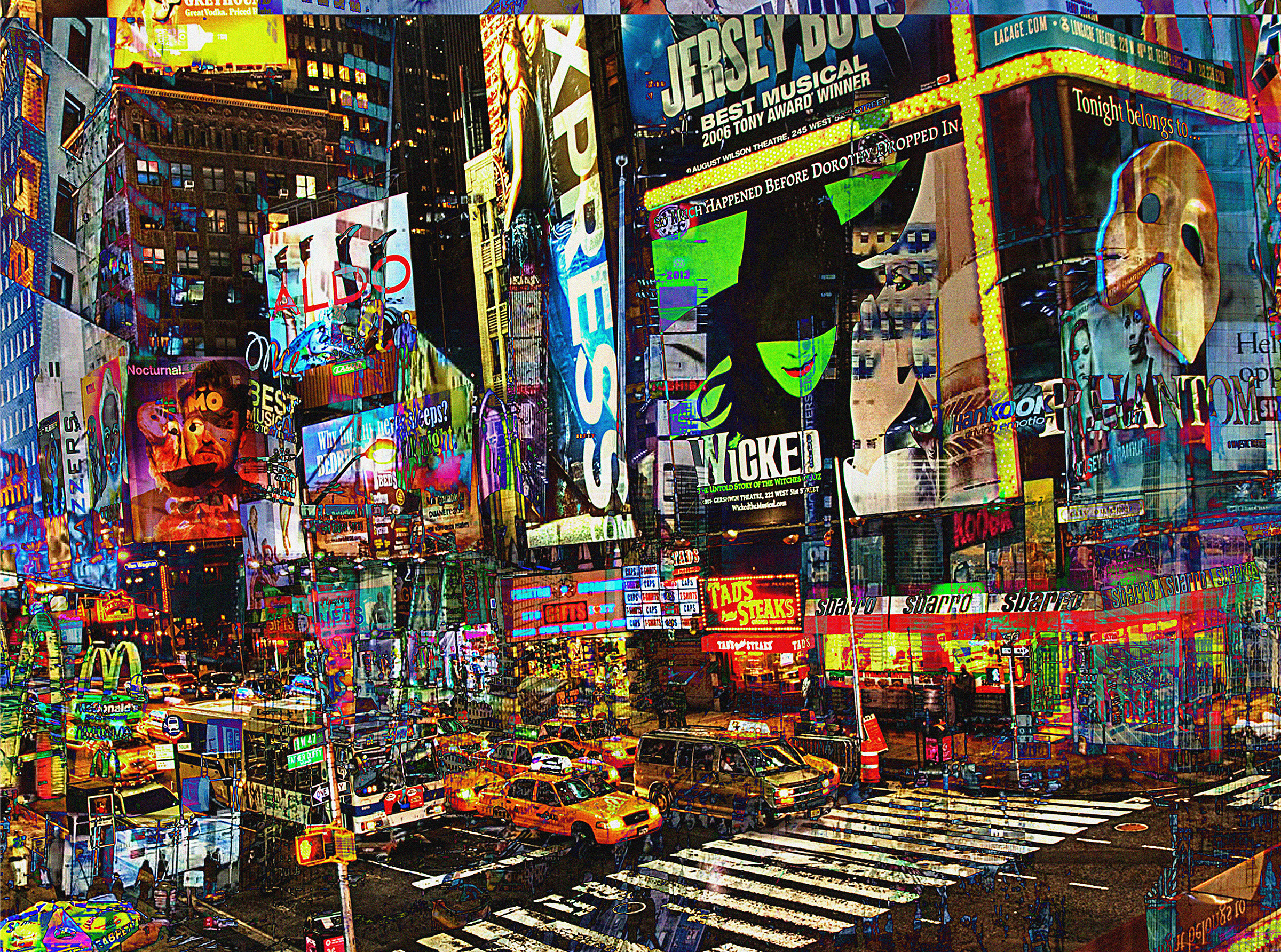 Inspired by Gershwin’s music Times Square Rhapsody took months to complete, adding, deleting, rearranging, and adjusting the images to create a collage that strives to convey the feeling one gets from looking at the Crossroads of the World, listening to the sounds of the city below. Fine art print, limited edition, signed and numbered by Sebastian Wintermute